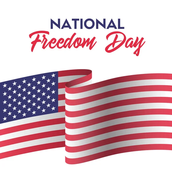 USA national freedom day. Greeting card with american flag — Stock Vector