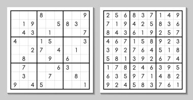 Vektör sudoku ile belgili tanımlık yanıt. Japon oyunu