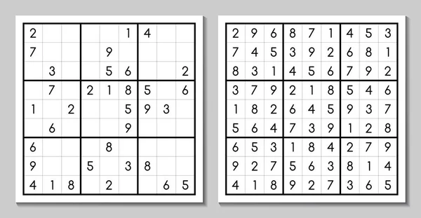 Sudoku with the answer. Vector game — Stock Vector