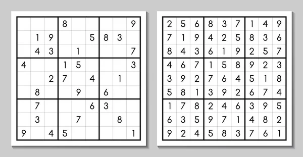 Vektor sudoku s odpovědí. Japonská hra — Stockový vektor