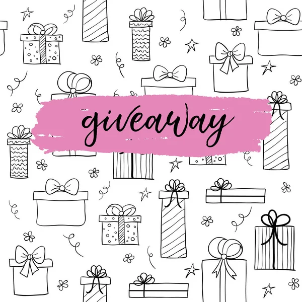 Vector giveaway kort för Bloggar. Handritad gåvor — Stock vektor