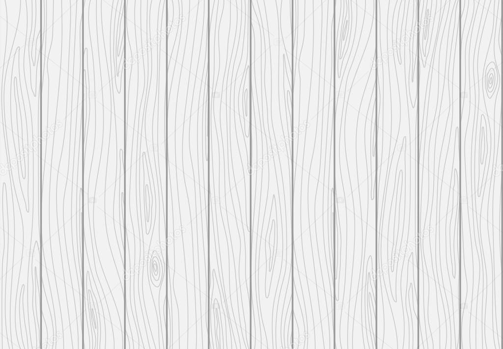 White wooden plank texture. Vector wood background
