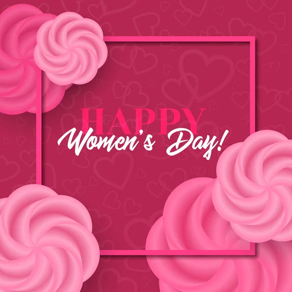 Γυναικών μέρα διάνυσμα ευχετήρια κάρτα με τριαντάφυλλα — Διανυσματικό Αρχείο