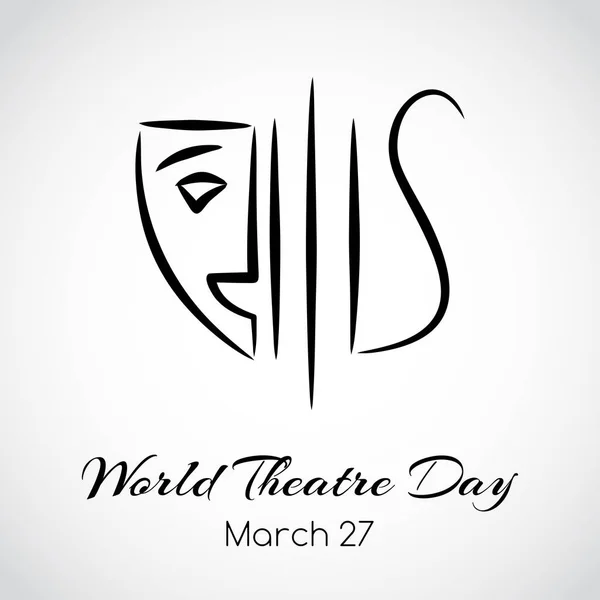 World theatre day greeting card. Vector emblem — Stock Vector