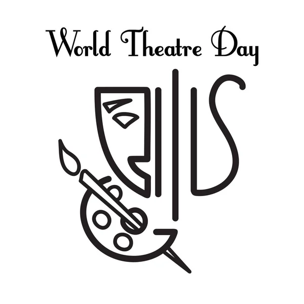 World theatre day. Vector greeting card — Stock Vector