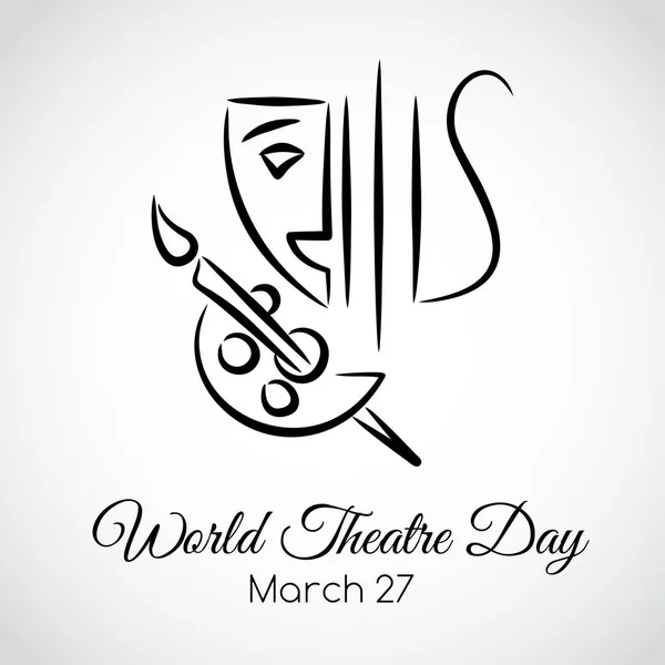 27 Μαρτίου. Παγκόσμια ημέρα θεάτρου ευχετήρια κάρτα — Διανυσματικό Αρχείο