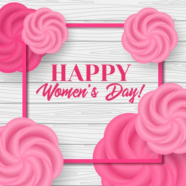 Womens ευτυχισμένη ημέρα. Διάνυσμα πρότυπο ευχετήριας κάρτας — Διανυσματικό Αρχείο