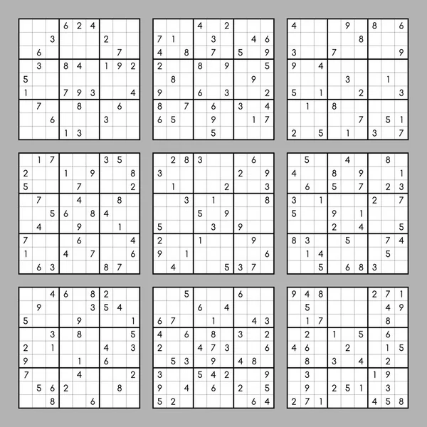 Sudoku Big Set. Puzzlespiel — Stockvektor