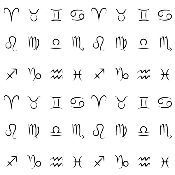 Modèle de signes du zodiaque sans couture. Fond vectoriel — Image vectorielle
