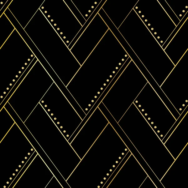 Luxe zwarte en Gouden geometrische naadloze patroon — Stockvector