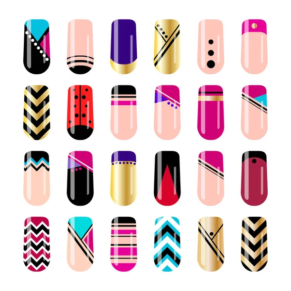 Nail art design. Geometric nail stickers template — Stock Vector