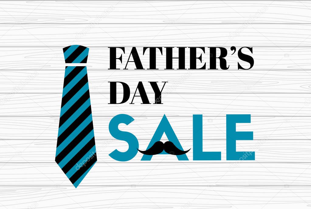 Fathers day sale banner on wooden background