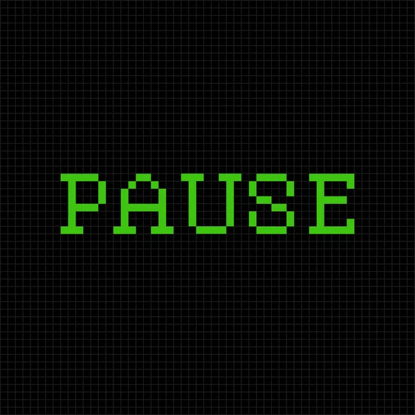 Pause. Vector pixel text message. Pixel art font — Stock Vector