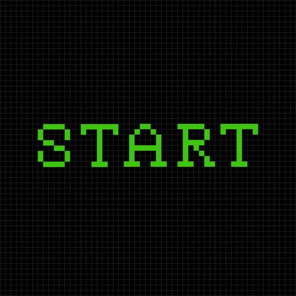 Start. Vector pixel textmeddelande. Pixelart — Stock vektor