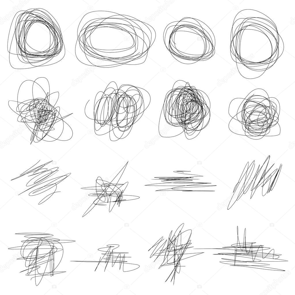 Set of abstract vector hand drawn scribbles