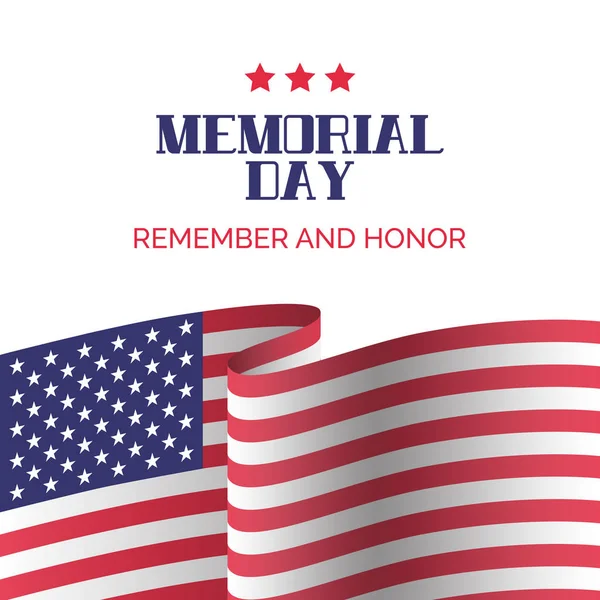 Memorial day card. Remember and honor — Stock Vector