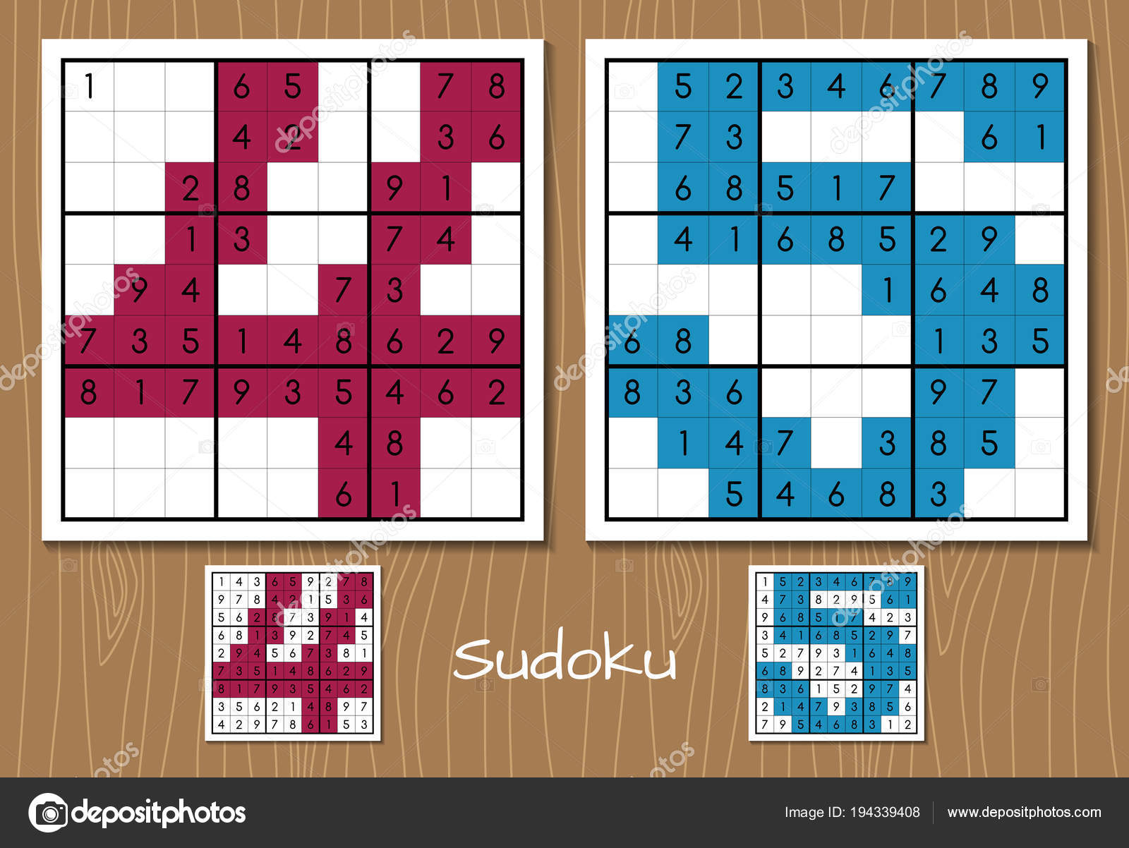 Juego De Sudoku Con Las Respuestas 4 5 Números Vector De