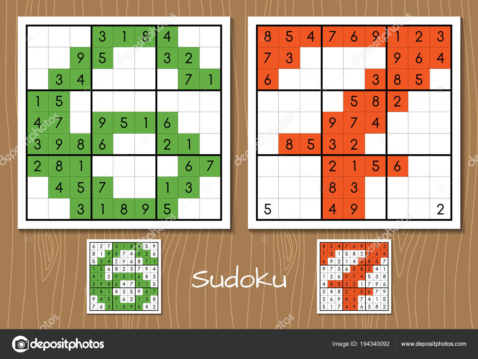 Jogo sudoku definido com respostas design vetorial simples