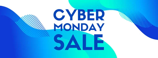 Cyber monday sale vector banner. Blue liquid abstract background for social media. Promo template — 스톡 벡터