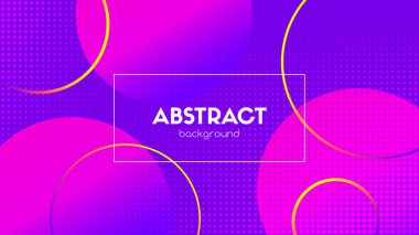 Soyut yaratıcı vektör arkaplanı. Moda eğilimli çember şekilleri ve yarım ton etkisi. Menekşe ve pembe duvar kağıdı