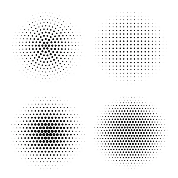 Vektorové kruhy s tečkami. Abstraktní polotónová geometrická gradace. Stupňový rozprašovač — Stockový vektor