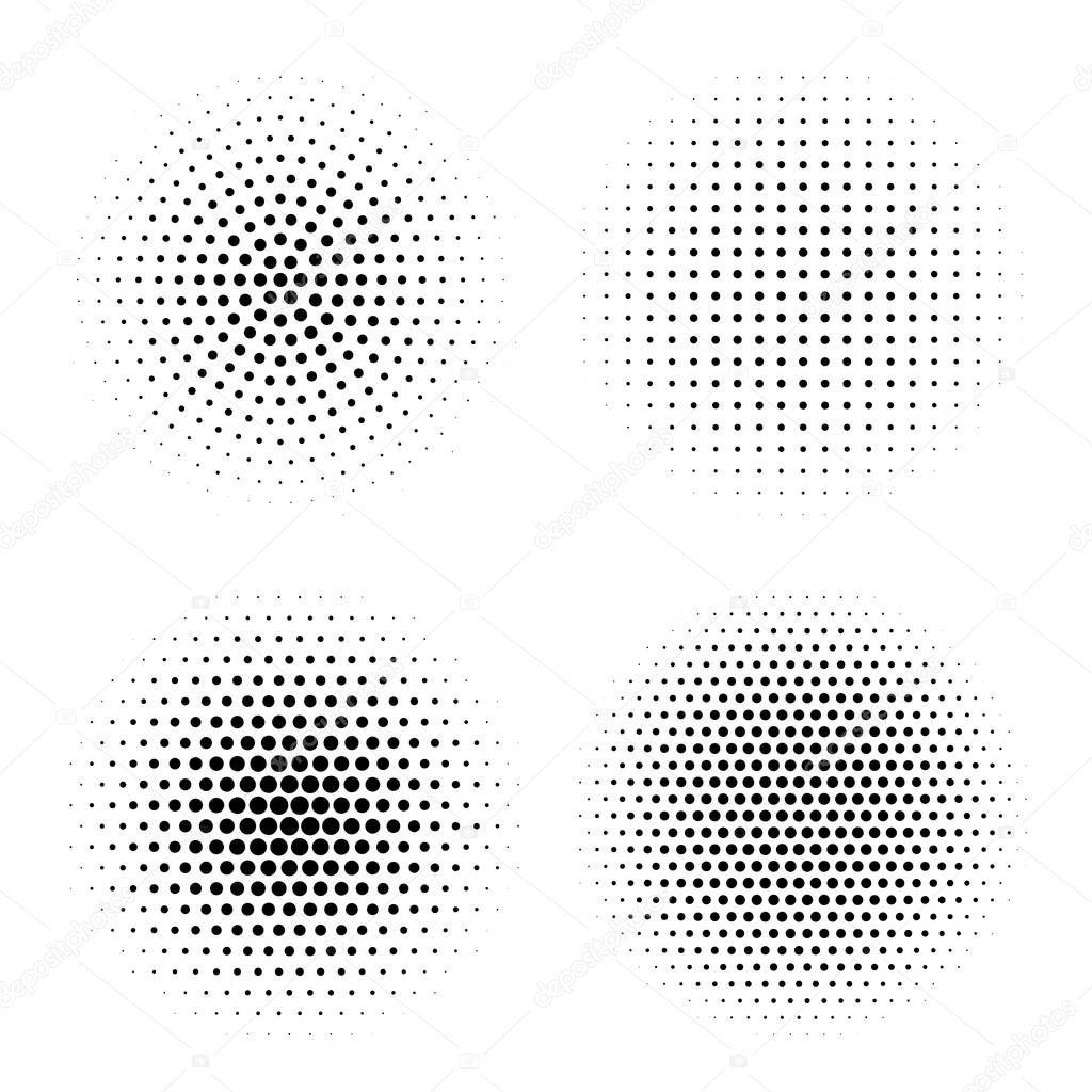 Vector circles with dotts. Abstract halftone geometric gradation. Gradient spray brush