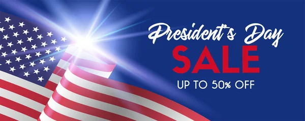 Presidents Day sale. Vector long banner for social media. Discount template — Stock Vector