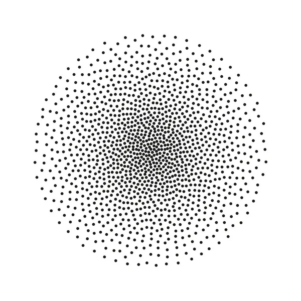 Círculo de punto medio tono. Textura monocromática punteada vectorial. Forma redonda puntillismo — Archivo Imágenes Vectoriales