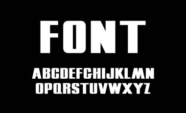 Bold vector font. White capital letters. Modern alphabet type