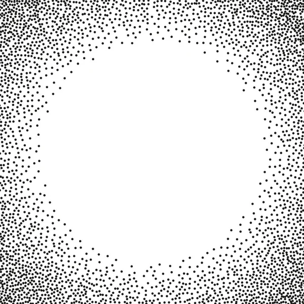 Stipple Circle Rahmen. Vektor gepunkteter Halbtonhintergrund mit rundem Rahmen — Stockvektor