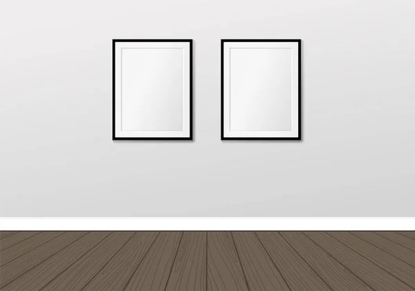 Two frames on the wall. Vector interior mock up. Modern scandianvian interior design — Stock Vector