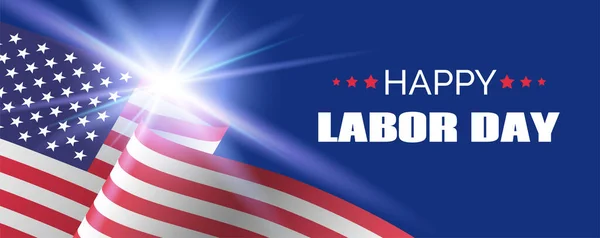 Happy labor day banner. Vector long banner for social media greetings — Stock Vector