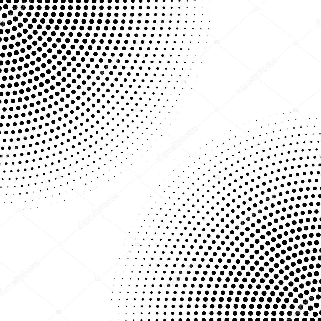Halftone circle dotted corners. Vector monochrome ink dotted grunge background