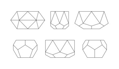 Geometrik saksı seti. Vektör çizgisi ekicileri maket yapar