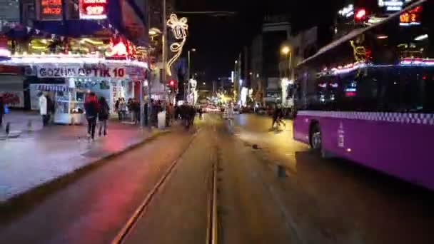 Hyper Lapse Kadikoy Istanbul People Vehicles Nostalgic Tram Many Stores — Stok video