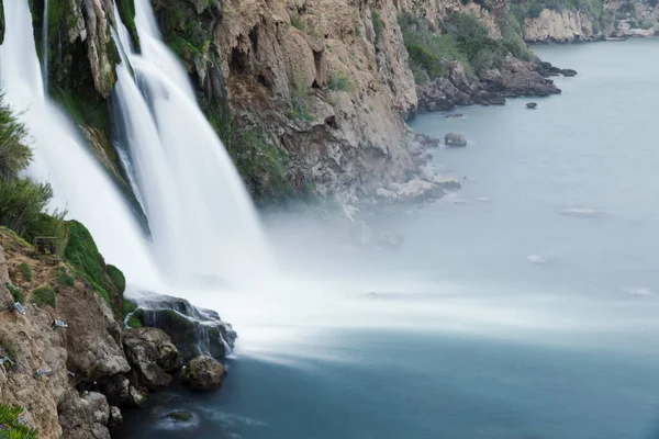 Duden Waterfalls falls into mediterranean sea at Antalya Turkey