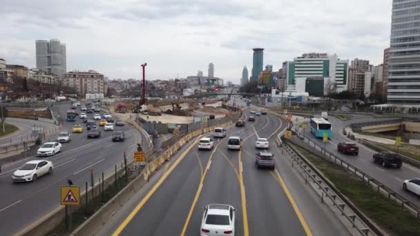 Budowa Drodze Pobliżu Mostu Goztepe Stambule Anatolian Side Maszyny Pracujące — Wideo stockowe