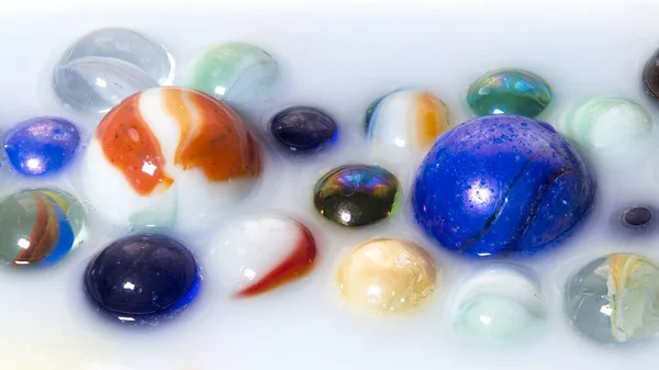 Multicolored Marbles Milk Abstract Background — Stock Photo, Image
