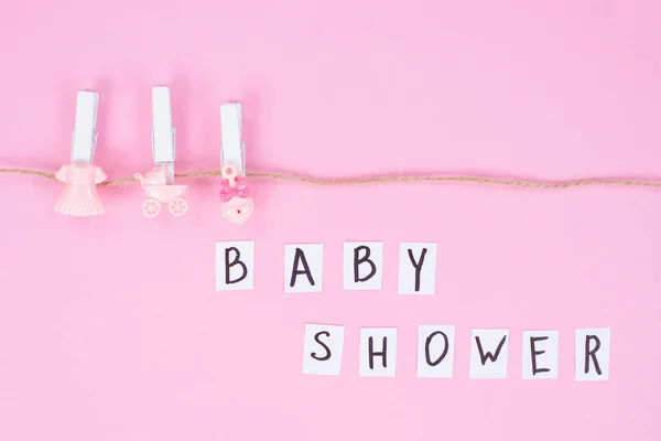 Baby shower concept. Photo of minimal background with beeautiful — Stock Photo, Image