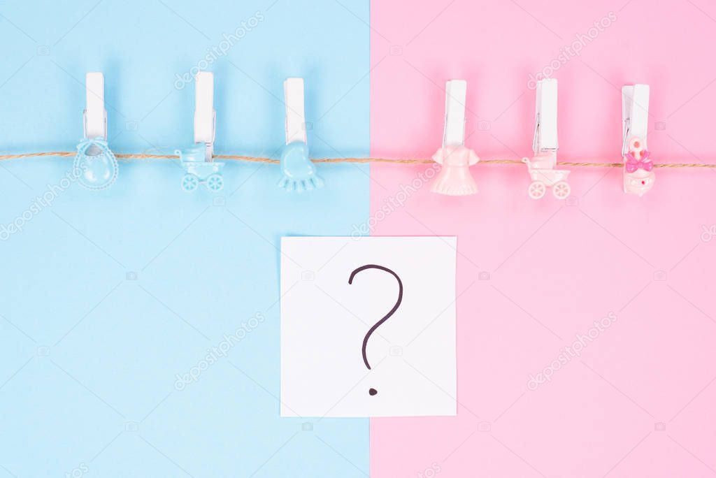 Gender reveal party invitation concept. Background photography o