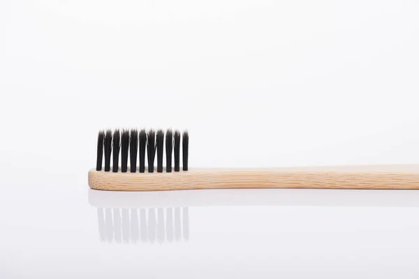 Close Macro Side Profile View Photo Eco Friendly Toothbrush Black — Stock Photo, Image