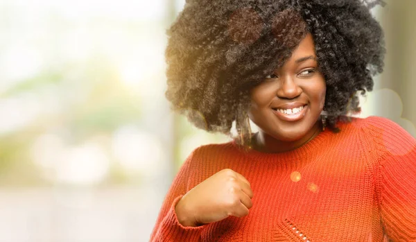 Beautiful African Woman Happy Excited Celebrating Victory Expressing Big Success — Stock Photo, Image