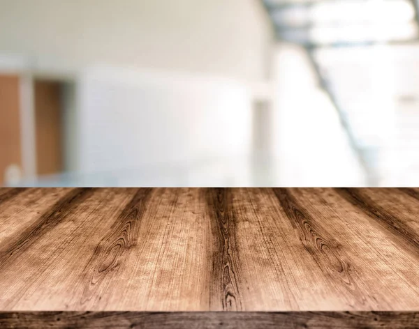 Wooden Empty Table Board Front Blurred Background Can Used Display — Stock Photo, Image