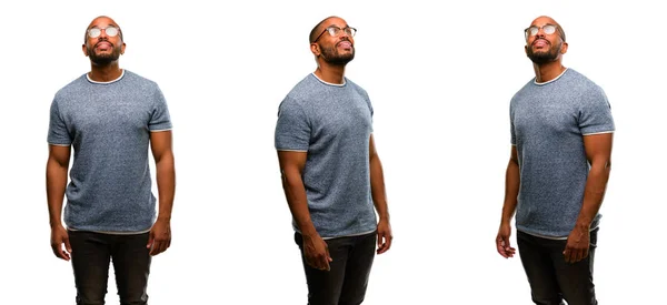 Afrikanisch Amerikanischer Mann Mit Bart Selbstbewusst Und Glücklich Mit Einem — Stockfoto