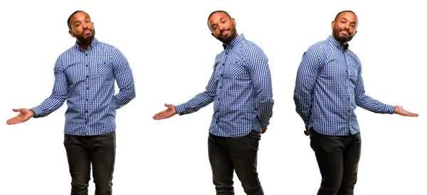 African American Man Beard Confident Happy Big Natural Smile Inviting — Stock Photo, Image