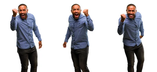 African American Man Beard Irritated Angry Expressing Negative Emotion Annoyed — Stock Photo, Image