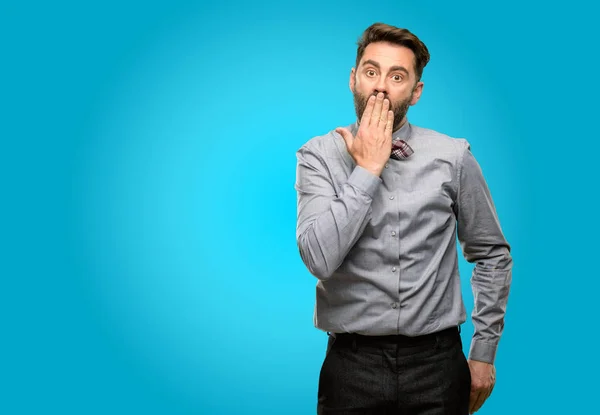 Homme Moyen Âge Avec Barbe Noeud Papillon Couvre Bouche État — Photo