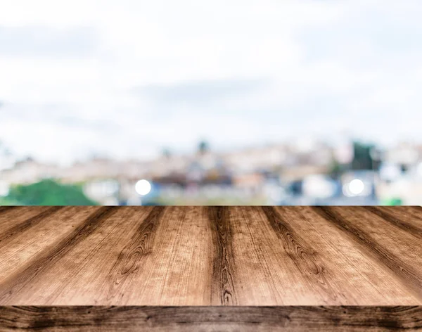 Tom Träbord Styrelsen Framför Suddig Bakgrund Kan Användas För Visning — Stockfoto