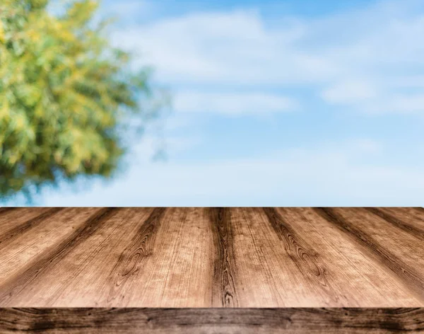 Tom Träbord Styrelsen Framför Suddig Bakgrund Kan Användas För Visning — Stockfoto