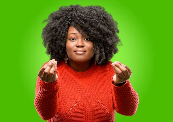 Schöne Afrikanische Frau Wütend Gestikuliert Typisch Italienische Geste Mit Der — Stockfoto